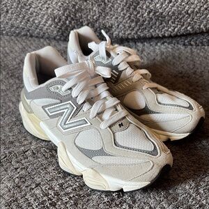 New Balance Cream and Gray Athletic Shoes